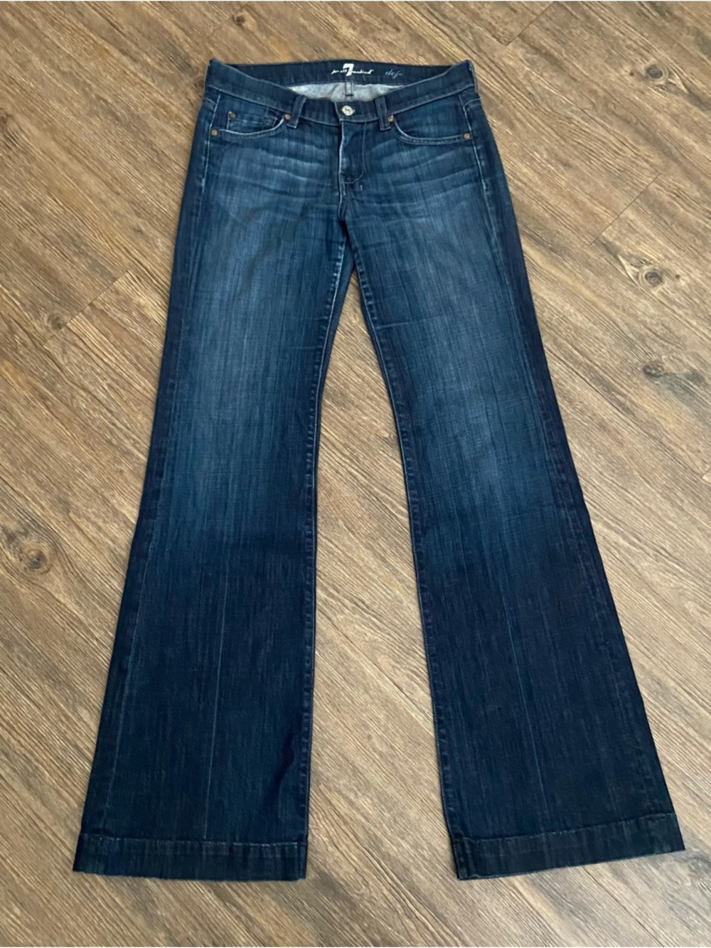 7 For All Mankind Dark Indigo Flared Wide Leg Jeans